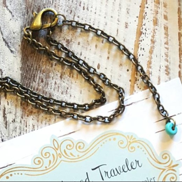 Boho Necklace Blue Turquoise Bronze Tone - Picture 4 of 8